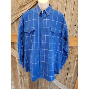 Roper bright blue long sleeve button up western rodeo size XL casual *FLAW*